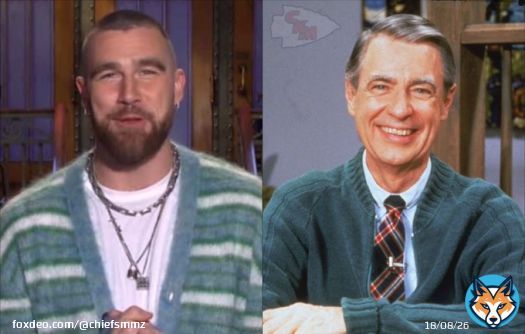 Travis Kelce&rsquo;s on SNL dressed like Mr. Rogers