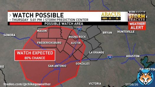 A NEW WATCH is likely to be issued soon to include Austin and the Hill Country. Please stay weather aware. #atx #txwx #atxwx #cbsaustinwx