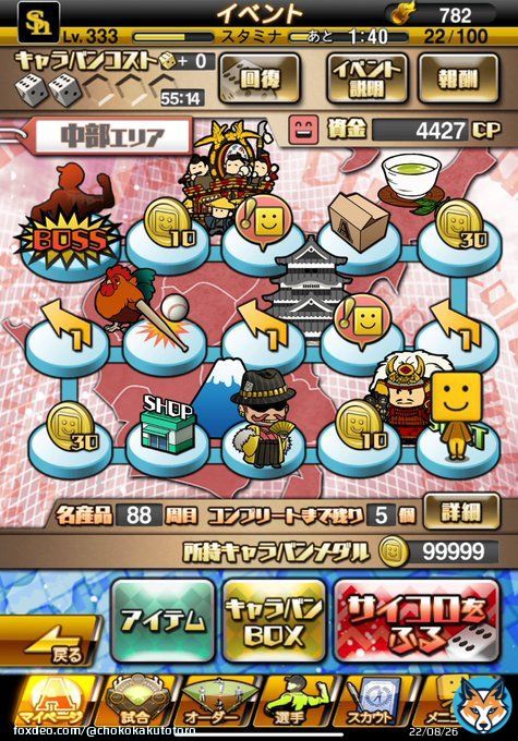 キャラバン88周目(ボス戦自操作)でカンストしました〜！⸜(*ˊᗜˋ*)⸝ 結果は&hellip; S30% 17枚 A契約書 26枚 B契約書 118枚 SP 90,100 コイン 159,500 エナジー 678 引いてる時めっちゃ楽しかった(* ॑꒳ ॑* )⋆*ﾜｸﾜｸ #プロスピA #ドリームキャラバン