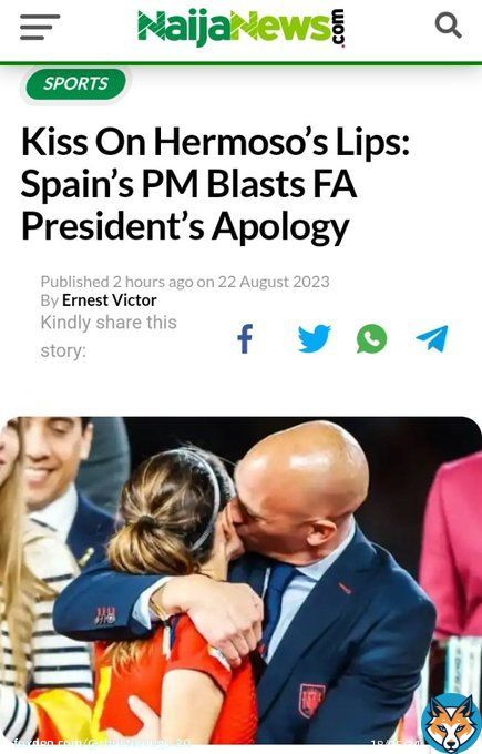 Spanish football FA Luis Rubiale kissed female footballer Hermoso on the lips while celebrating their world cup triumph over England. Prime minister of Spain has publicly condemned the act which he described as 'sexual harassment' What's your take onon this? RIGHT or WRONG #BBNaija