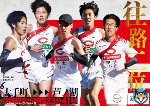 【第99回 #箱根駅伝 】 往路結果 2位 5°23'40' 1区 #溜池一太(1) 63'02'区間4位 2区 #吉居大和(3) 66'22'区間1位 3区 #中野翔太(3) 61'51'区間1位 4区 #吉居駿恭(1) 61'49'区間5位 5区 #阿部陽樹(2) 70'36'区間3位 #箱根駅伝 #中大駅伝 #中央大学 #時代を紡ぐ軌跡を残せ #復活のC