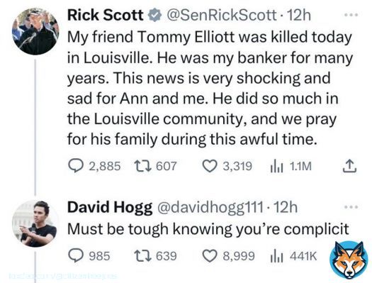 David Hogg says Rick Scott is 'complicit' for his friends death during the mass shooting in Louisville yesterday.