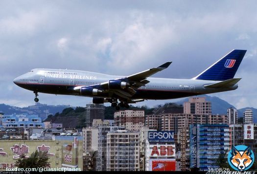 A United Airlines B747-400 seen here in this photo at Hong Kong Kai Tak in July 1998 #avgeeks - See photo
