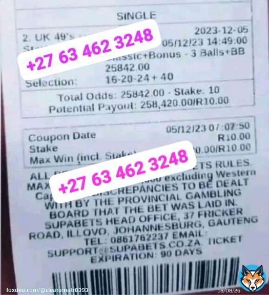 Congratulations +27&nbsp;63&nbsp;462&nbsp;3248  I always win South Africa lottery  Now my life change i achieve my goals and  made my dreams cars and houses its real and legit predictor I won r150,000.00  Uk49sdraw lunch , teatime megamillion powerball dailylotto WhatsApp  +27&nbsp;63&nbsp;462&nbsp;3248