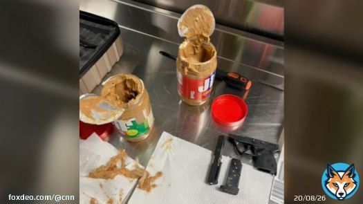 A Rhode Island man was arrested after TSA agents discovered parts of a disassembled semi-automatic handgun disguised within two jars of peanut butter in his luggage, the agency said.