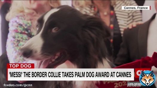 Messi the border collie takes home the 'Palm Dog' award, which honors canine contributions to the silver screen, at the Cannes Film Festival