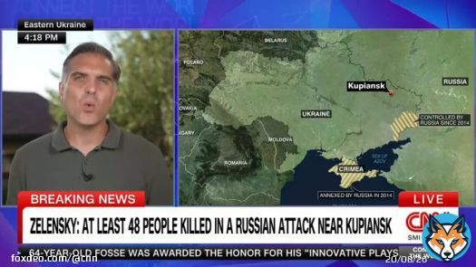 Ukrainian President Volodymyr Zelensky said at least 48 people were killed in a Russian artillery strike that hit a grocery store near Kupiansk on Thursday