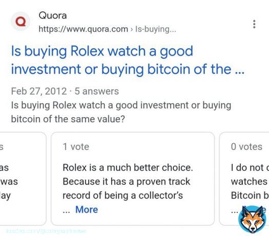 PAST: Exactly 11 years ago, a Quora user asked what is better - to invest in buying a Rolex watch or in #Bitcoin?