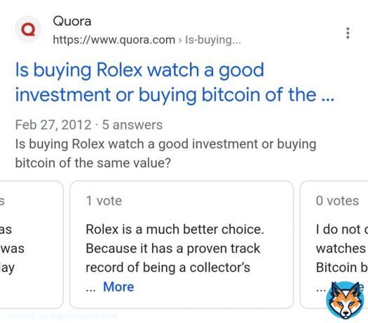 PAST: Exactly 11 years ago, a Quora user asked what is better - to invest in buying a Rolex watch or in #Bitcoin?