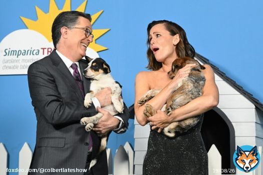 ICYMI on #Colbert: Stephen & Jennifer Garner discussed the @AppleTV series 'The Last Thing He Told Me,' and introduced us to @animalleague puppies!  Rep. @katieporteroc also joined to chat politics & her new book.   Stream:   Listen: