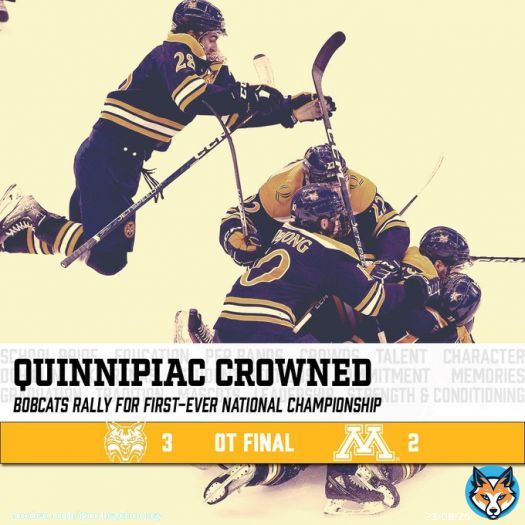 The Quinnipiac Bobcats are @NCAAIceHockey champions!  @QU_MIH | #BobcatNation