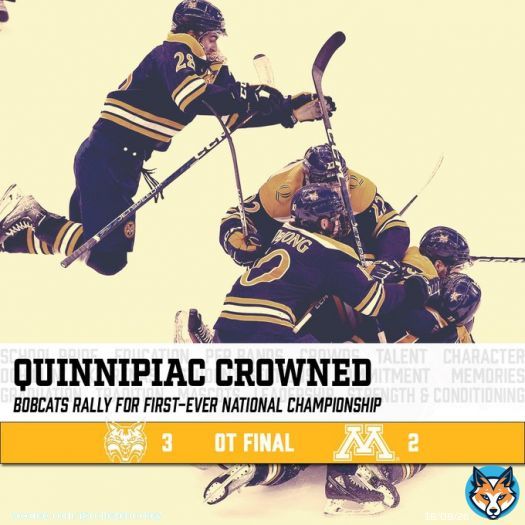 The Quinnipiac Bobcats are @NCAAIceHockey champions!  @QU_MIH | #BobcatNation