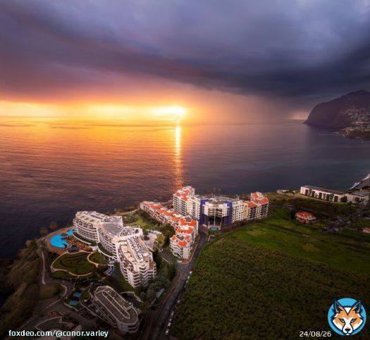 Storm clouds vs sunset off Madeira island. Vertical pano taken on the @DJIGlobal air2S #landscapephotography #drone #Madeira #sunset