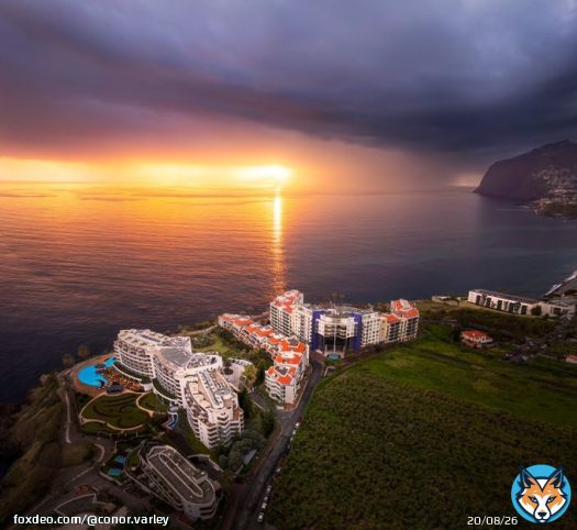 Storm clouds vs sunset off Madeira island. Vertical pano taken on the @DJIGlobal air2S #landscapephotography #drone #Madeira #sunset