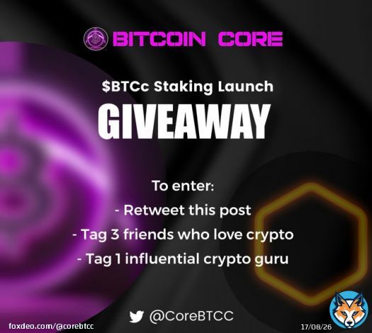Exciting news!  Join our   #BTCcStakingLunch giveaway and get a chance to win a BTCc token team!   To enter:    Retweet this post.   Tag 3 friends who love crypto.   Tag 1 influential crypto guru.  Don't miss out on this incredible opportunity!  End d 24 Hours #BTCc