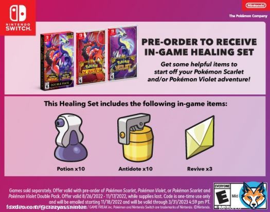 Nintendo make this their pre order bonus for Pokemon Scarlet and Violet (2022)