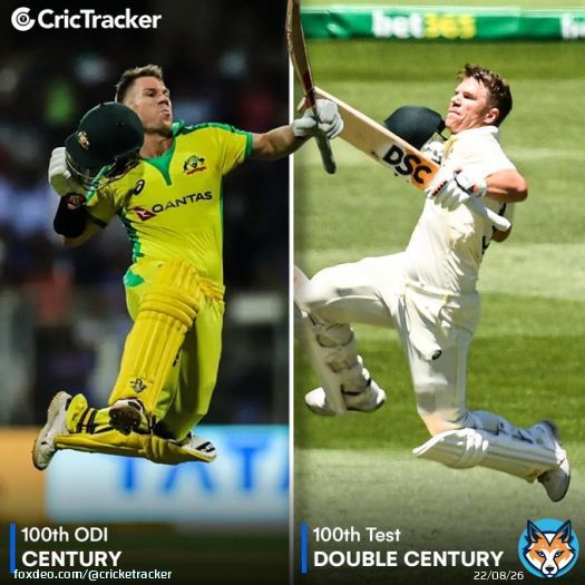 First Australian to score a century in 100th ODI  First Australian to score a double century in 100th Test   @davidwarner31 - The milestone man   #AUSvsSA