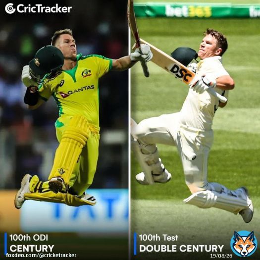 First Australian to score a century in 100th ODI  First Australian to score a double century in 100th Test   @davidwarner31 - The milestone man   #AUSvsSA