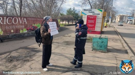 In Transnistria, an extremely rare protest against Russia's invasion of Ukraine. A man held up an anti-war sign in front of the Russian consulate in Tiraspol for a couple of hours. Police monitored him, but did not detain him.