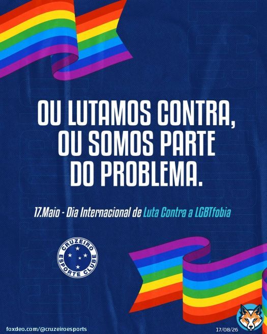 Respeito sempre! QuoteCruzeiro @Cruzeiro·May 17, 2022O Brasil segue sendo o país que mais mata LGBTQIA+ no mundo. A cada 29 horas, uma morte. A região Sudeste é a 2ªregião mais violenta com a população LGBTQIA+ no Brasil: apenas em 2021, foram 276 homicídios contra essa população!