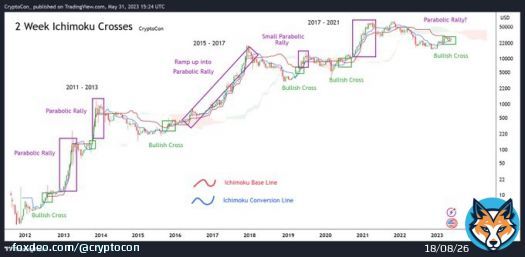 Pay close attention to long term #Bitcoin bullish crosses like this one on the 2 Week Ichimoku Cloud  Why?  Because these are once in a long time signals, coming right before parabolic rally  It all makes sense in hindsight, but do you have the courage to trust it in real time?