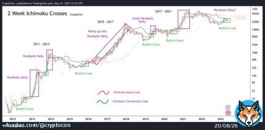 Pay close attention to long term #Bitcoin bullish crosses like this one on the 2 Week Ichimoku Cloud  Why?  Because these are once in a long time signals, coming right before parabolic rally  It all makes sense in hindsight, but do you have the courage to trust it in real time?
