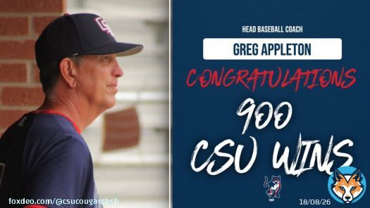 Congratulations @GregAppleton2 on achieving 900 wins at Columbus State University. We are lucky to have one of the great in collegiate baseball history #GoCSU