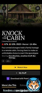 Hello #HorrorFamily, #MutantFam, and #FrightClub.  Knock at the Cabin dropped on #PeacockTV today.  I'm asking the members of the #HorrorCommunity to help me out.  Depending on the feedback I receive, I may check it out for the #Horror365Challenge toonight.  Is it worth watching?