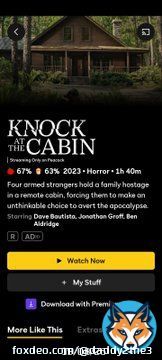 Hello #HorrorFamily, #MutantFam, and #FrightClub.  Knock at the Cabin dropped on #PeacockTV today.  I'm asking the members of the #HorrorCommunity to help me out.  Depending on the feedback I receive, I may check it out for the #Horror365Challenge toonight.  Is it worth watching?