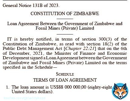 1. The true cost of building Mbudzi interchange is US$42 million.  The deal was given to Fossil Constructing, a company linked to Kuda Tagwirei.  The price has been inflated to US$88 million and the money made into a loan from Fossil Mines to the Zimbabwean Government.  RETWEET