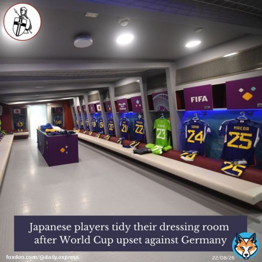 Leaving it immaculate despite their unexpected win   Japanese players tidy their dressing room following #WorldcupQatar2022 win against Germany