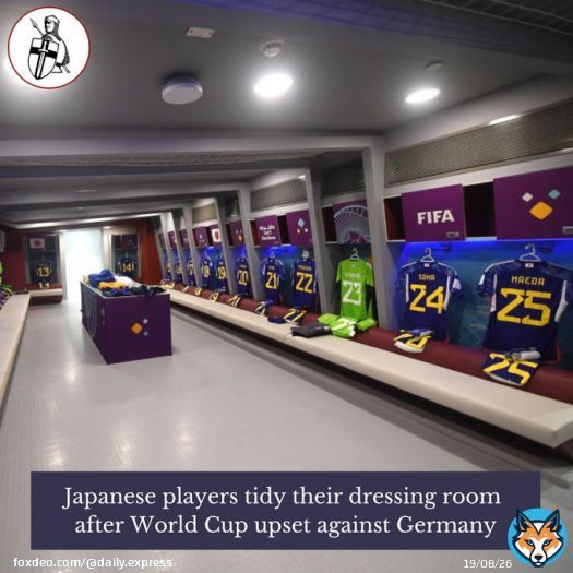 Leaving it immaculate despite their unexpected win   Japanese players tidy their dressing room following #WorldcupQatar2022 win against Germany