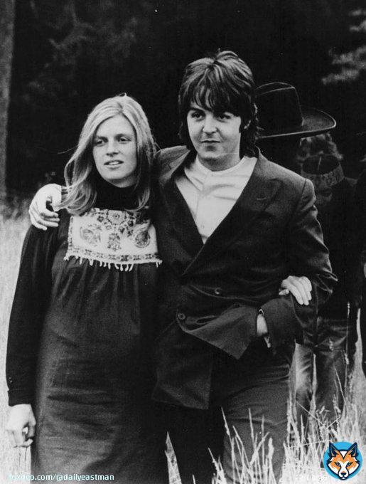 linda and paul mccartney photographed during the beatles&rsquo; final photoshoot. august 22nd, 1969.