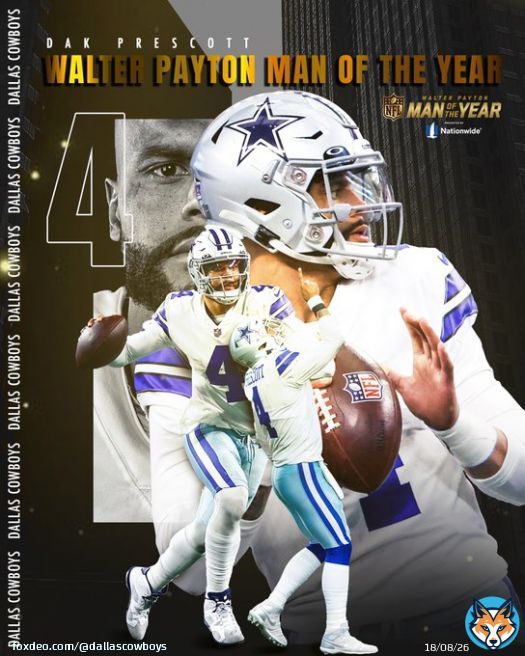 To the man doing everything he can  his community, we salute @dak as the 2022 NFL Walter Payton Man of the Year.   #DallasCowboys  | @Nationwide | #NFLHonors