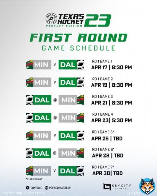 The schedule is set!   The First Round of our quest for The #StanleyCup begins Monday in our barn   #TexasHockey