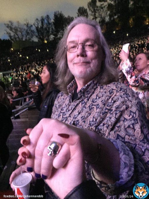 bc the cure announced a tour today: here is the sweetest photo of my late father dancing with me when we saw them in 2016. he flew 2k miles to go with me because nobody else would, and even got his nails done with me before the show. I miss him.