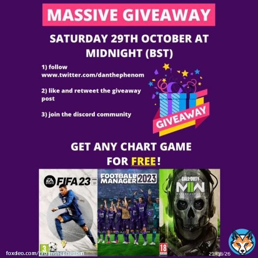 WE ARE LIVE!! -   Giving away a chart console game for FREE, click here for details:   #giveaway #worldcup #fifa23 #easports #messi #ronaldo #callofuty #moderwarfare2 #fm2023 #football #mctominay #manutd #EuropaLeague #MUNOMO #UFC282