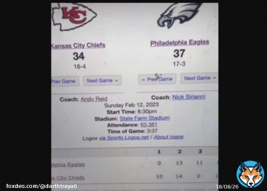 Apparently the elites supposedly rigged the super bowl for the Kansas Chiefs after a hacker released the NFL's 'prescripted outcome' a day or two ago that would have shown the Eagles would have won tonight's game.   The left is the photo from the hachacker  h/t to @TheGameDayNFL