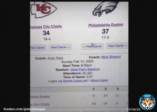 Apparently the elites supposedly rigged the super bowl for the Kansas Chiefs after a hacker released the NFL's 'prescripted outcome' a day or two ago that would have shown the Eagles would have won tonight's game.   The left is the photo from the hachacker  h/t to @TheGameDayNFL