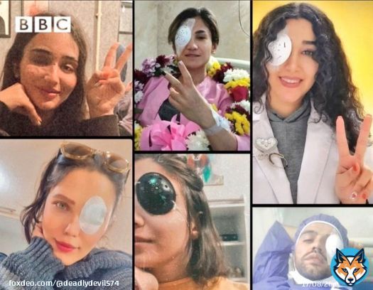 These are 6 brave Iranian protesters who lost one of their eyes due to a bullet hit by the repression forces during the #iranprotest . Their smile shows their resistance against the Iranian regime! #MahsaAmini #IRGCterrorists  @EU_Commission @coe @EUCouncil @Europarl_EN @UN @VP