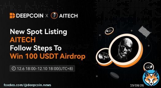 $AITECH @AITECHio New Spot Listing on #Deepcoin Airdrop!   To win:  1. Follow @Deepcoin_news   2. Like this tweet  3. Quote Retweet with #DeepcoinAITECH, tag @AITECHio, & mention three friends  4.Join     Get a chance to be one of 10 lucky winners sharing&hellip;Show more