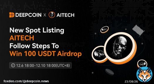 $AITECH @AITECHio New Spot Listing on #Deepcoin Airdrop!   To win:  1. Follow @Deepcoin_news   2. Like this tweet  3. Quote Retweet with #DeepcoinAITECH, tag @AITECHio, & mention three friends  4.Join     Get a chance to be one of 10 lucky winners sharing&hellip;Show more