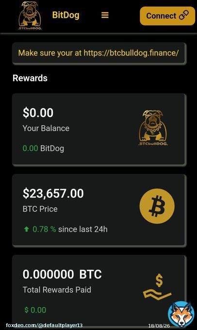 #BITDOG #BTCBULLDOG @btc_bulldog    dApp is working now  Earn $BTC + $BITDOG with holding #BITDOG   Lowcap Memecoin arround 123k MC  ATH MC arround 880k    Join now and earn BTC+BITDOG    NFA DYOR  #ShibaInu #Dogecoin #memecoin #BNB #eth #Crypto