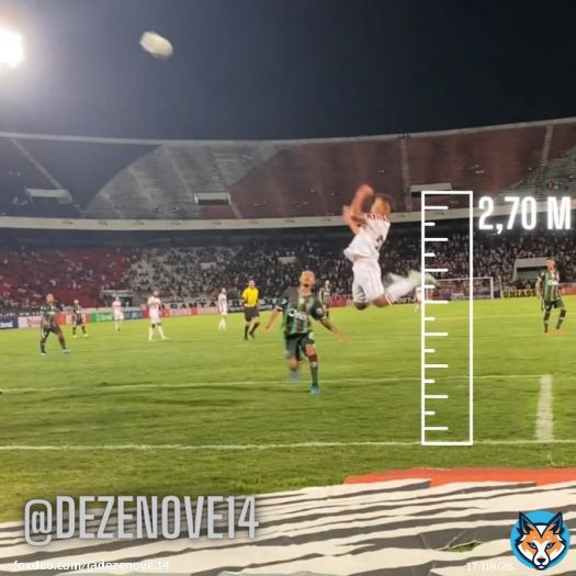 ATEN&Ccedil;&Atilde;O!  Atacante Dayvid, do Santa Cruz, supera Cristiano Ronaldo e jogador do Marrocos, ao dar o maior salto da hist&oacute;ria do futebol mundial, atingindo 2,70m de altura. O jovem da base coral entra para a hist&oacute;ria do esporte.  Fonte: Engenheiros da ATASC