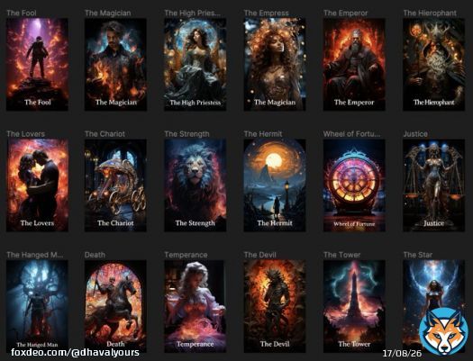 #Promptshare      Creation of Tarot deck  using AI     Prompt:  <description of card>  A sample card from a deck of playing cards. photorealistic, <light> --ar 2:3 --s 750 Check cards with prompt in thread