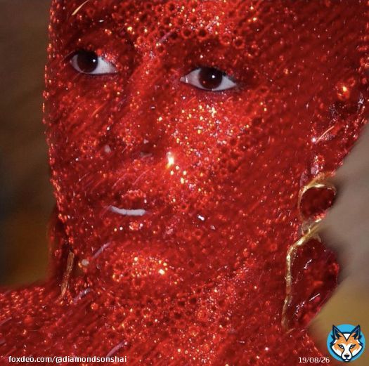 The way the red is reflecting in her eyes? Some blood red contacts would&rsquo;ve done this look so much justice