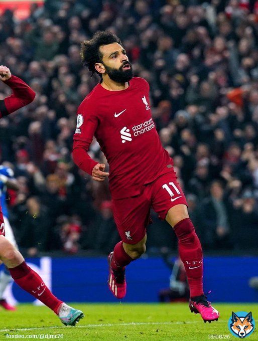 Mohamed Salah for Liverpool vs. Everton:  \u25c9 Most touches in opp. box (9) \u25c9 Most duels won (8) \u25c9 Most shots (6) \u25c9= Most fouls won (4) \u25c9 Most successful take-ons (3) \u25c9 Most shots on target (3) \u25c9= Most goals (1)   Mo(sMo(st) Salah, Mo Salah running down the wing.