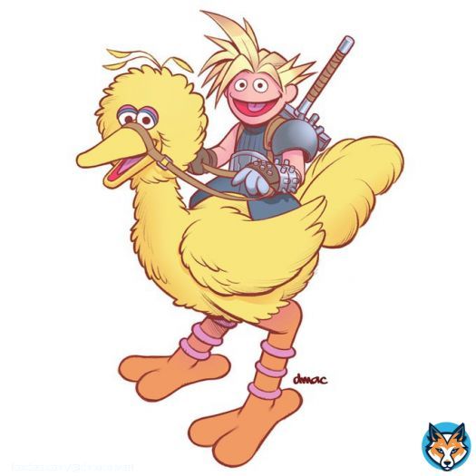 From 2 years ago today:   My nephew wanted to draw a chocobo and asked me what they look like and I said &ldquo;basically like Big Bird&rdquo; so then I had to draw it.  #FinalFantasyVII #FinalFantasy