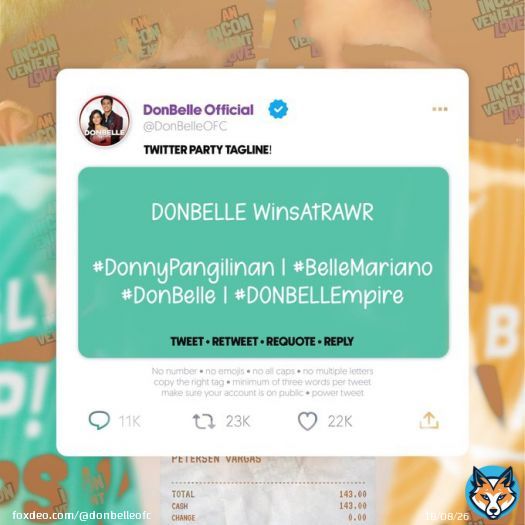 Congratulations, @donnypangilinan and @bellemariano02!    DONBELLE WinsAtRAWR  #DonnyPangilinan | #BelleMariano #DonBelle | #DONBELLEmpire