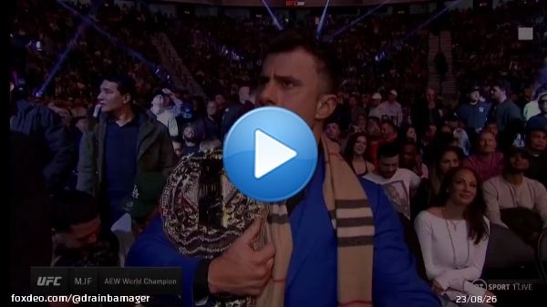 MJF at UFC 282 rocking the AEW World title and flipping the bird.  Never change, Max.